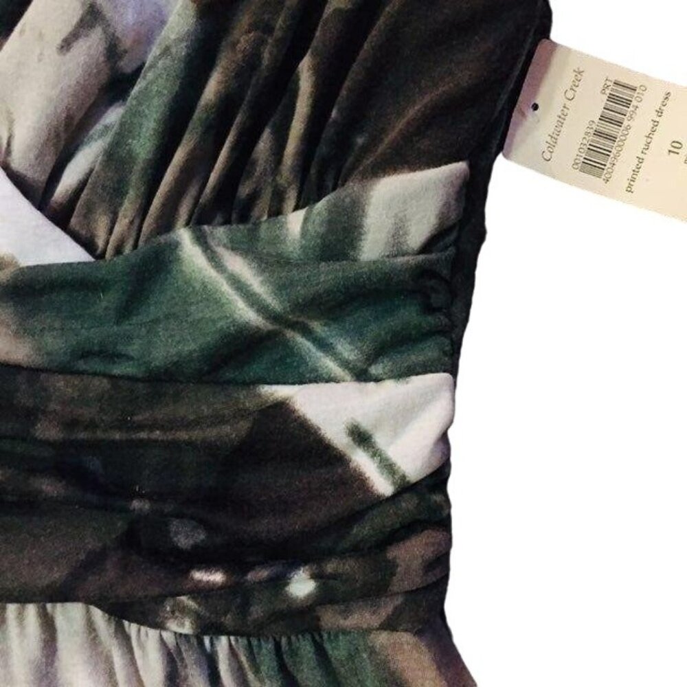 Coldwater Creek Dress Womens 10 NEW Printed Ruched Cap Sleeve Lined Fall - Picture 8 of 12
